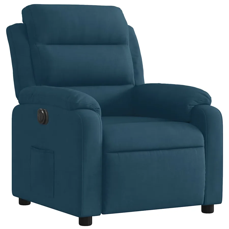 Fauteuil inclinable électrique bleu velours - 5