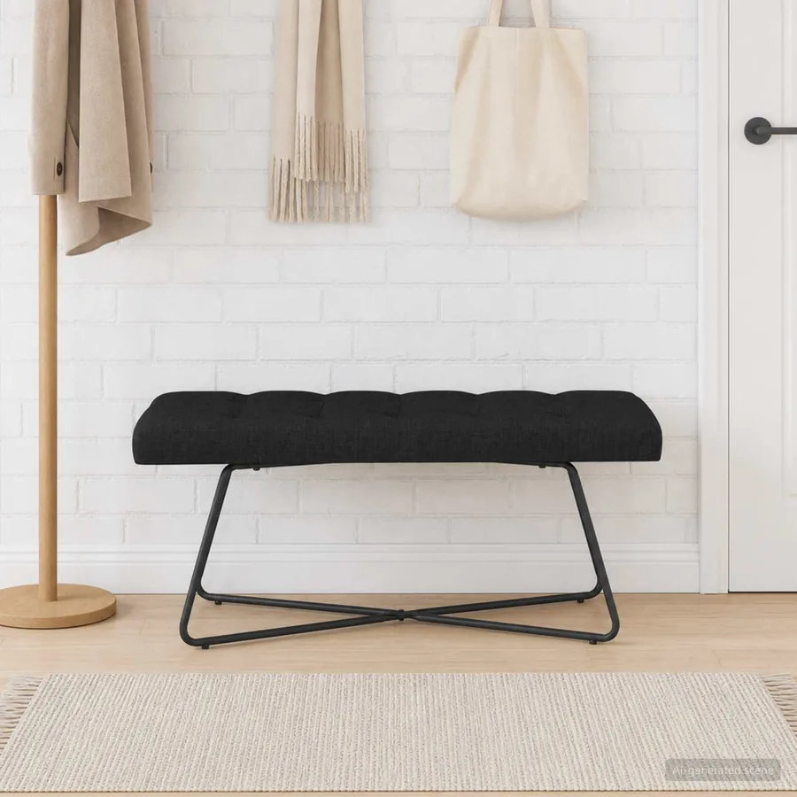 Banc avec capitonnage bouton Noir 110 x 40 x 46 cm Tissu
