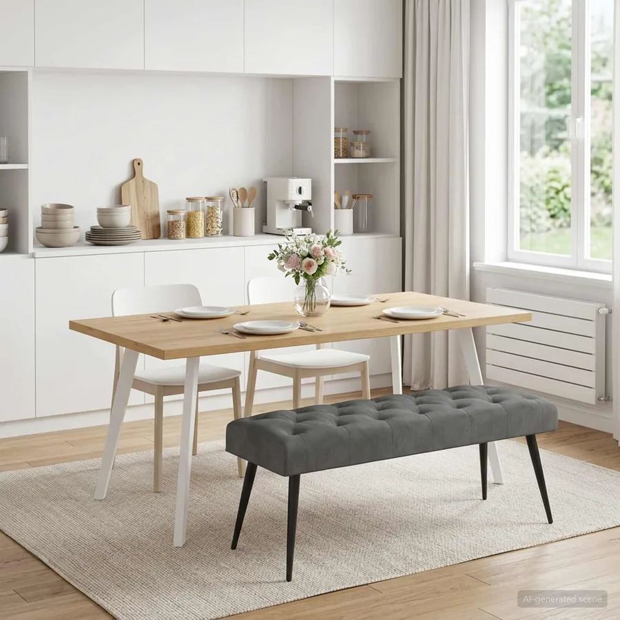 Banc avec capitonnage bouton Gris foncé 110 x 40 x 46 cm