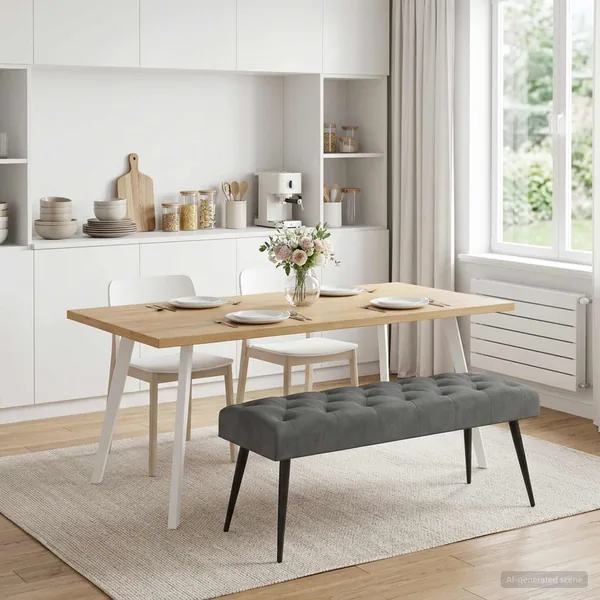 Banc avec capitonnage bouton Gris foncé 110 x 40 x 46 cm
