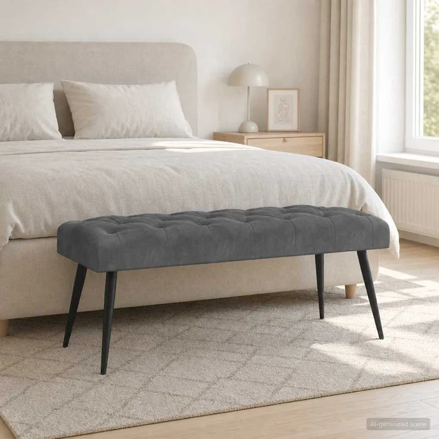 Banc avec capitonnage bouton Gris foncé 110 x 40 x 46 cm - 3