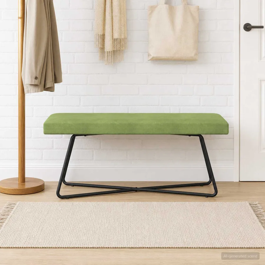 banc Vert clair 110 x 40 x 45 cm Velours - 3