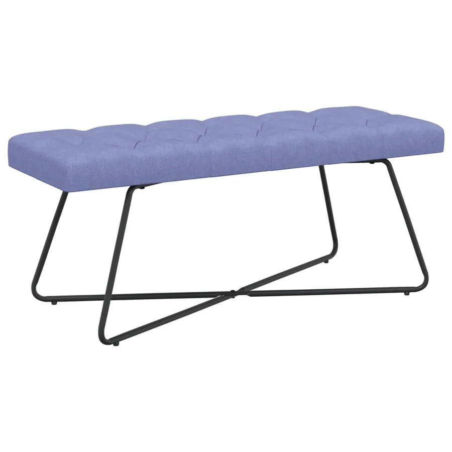 Banc avec capitonnage bouton Bleu denim 110 x 40 x 46 cm Tissu - 2