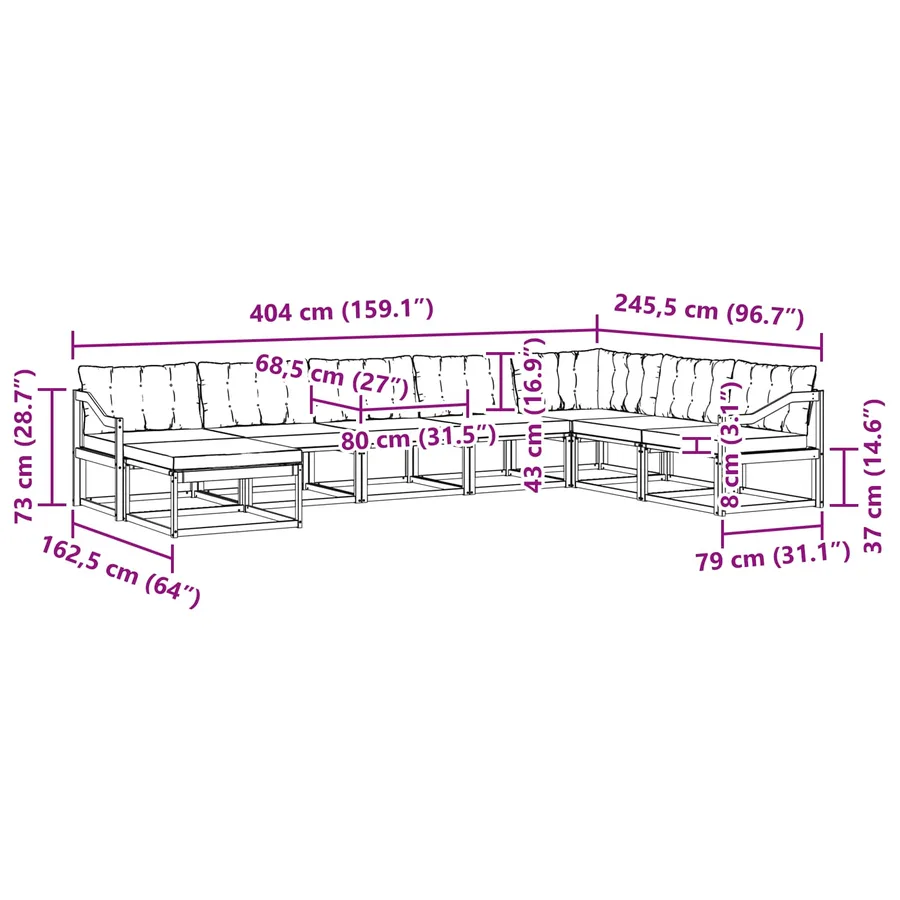 Ensemble de canapés d'extérieur 8 pcs Blanc et crème - 8