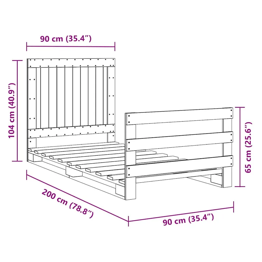 Cadre de lit sans matelas avec tête de lit 90x200 cm - 11