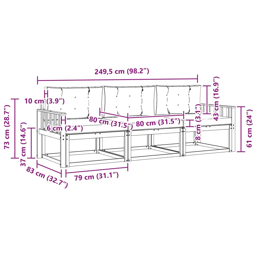 Ensemble de canapés d'extérieur 3 pcs Blanc et anthracite - 6