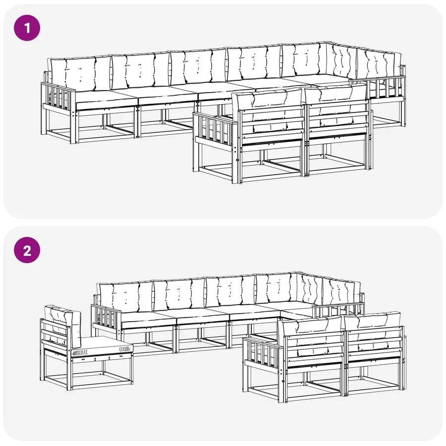 Ensemble de canapés d'extérieur 6 pc Blanc et gris clair - 7