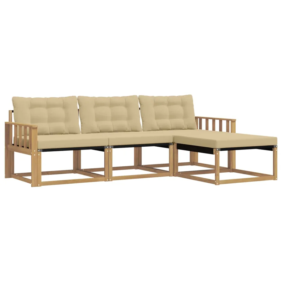 Ensemble de canapés d'extérieur 4 pcs Blanc et Beige - 2