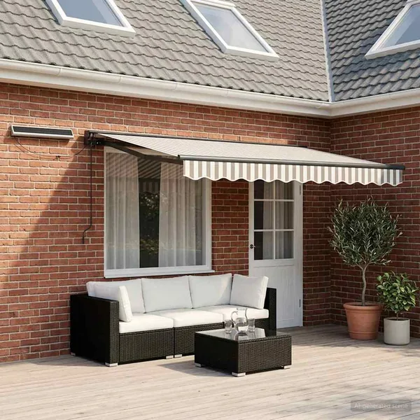 Auvent rétractable électrique Gris clair et blanc 4,5 × 3 m