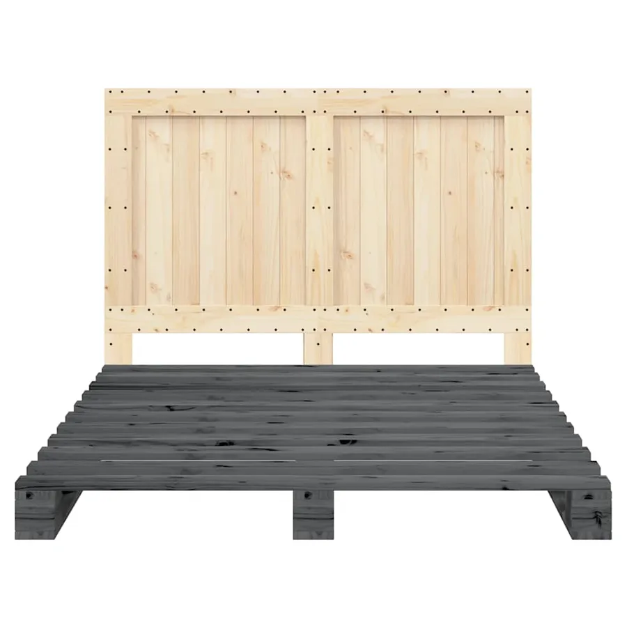 Cadre de lit sans matelas gris 140x200 cm bois massif de pin - 6
