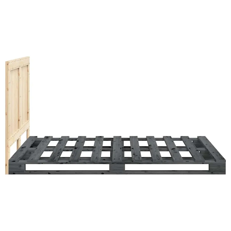 Cadre de lit sans matelas gris 140x200 cm bois massif de pin - 8