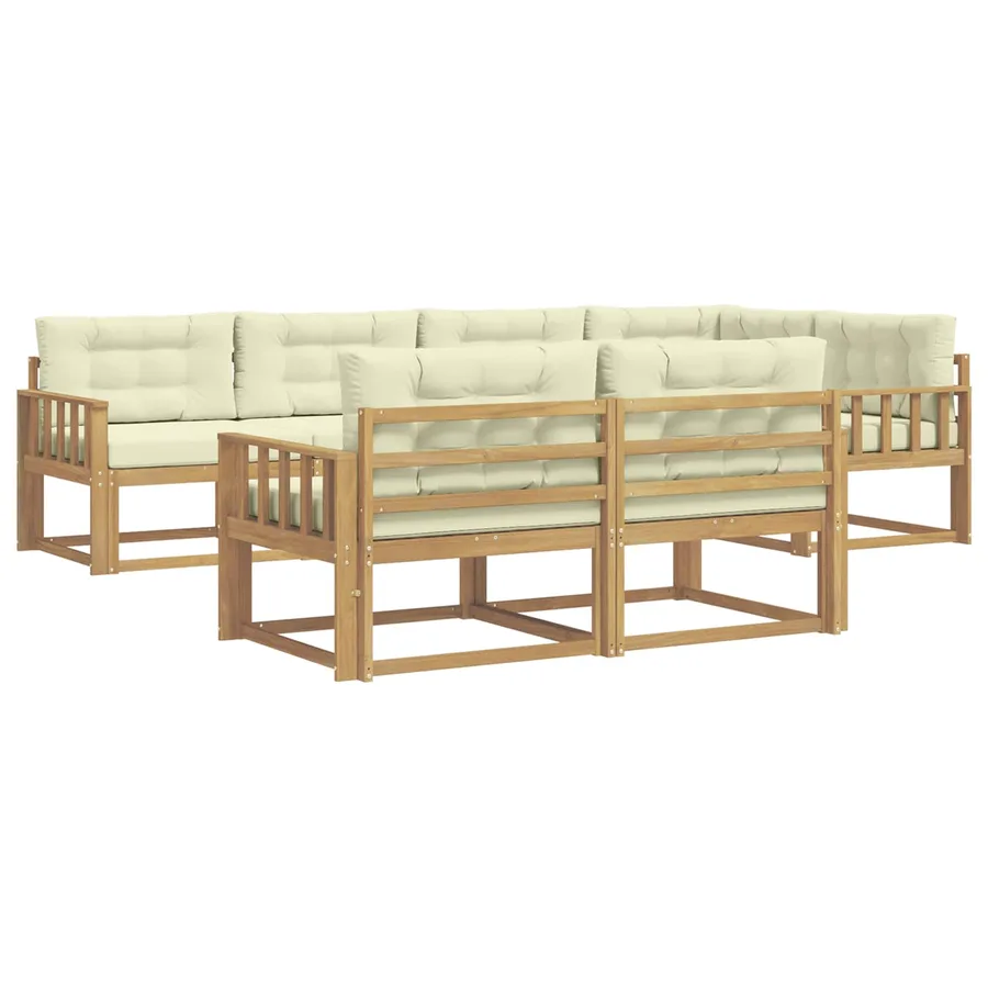 Ensemble de canapés d'extérieur 6 pcs Blanc et crème Polyester - 2
