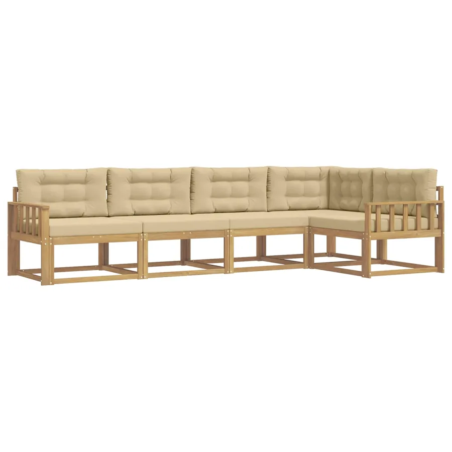 Ensemble de canapés d'extérieur 4 pcs Blanc et Beige Polyester - 2
