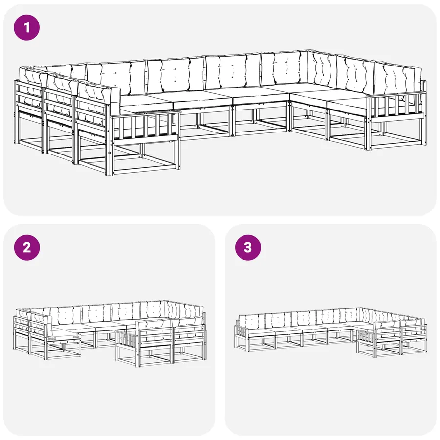 Ensemble de canapés d'extérieur 9 pcs Blanc et anthracite - 5