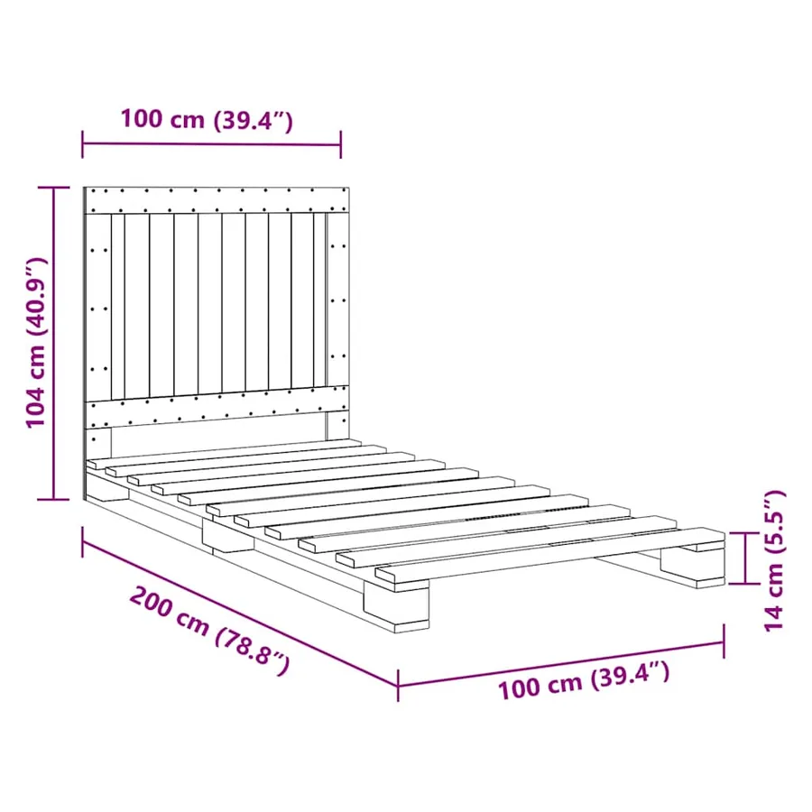Cadre de lit sans matelas avec tête de lit 100x200 cm - 11