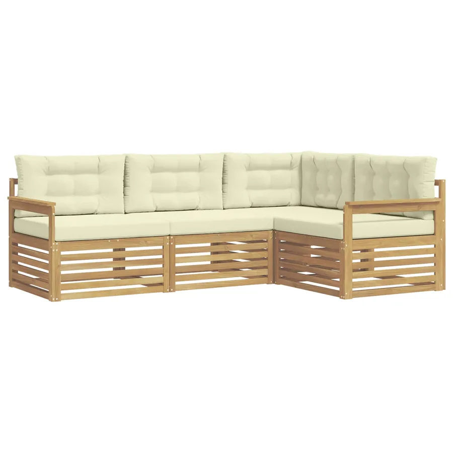 Ensemble de canapés d'extérieur 5 pc Blanc et crème Polyester - 2