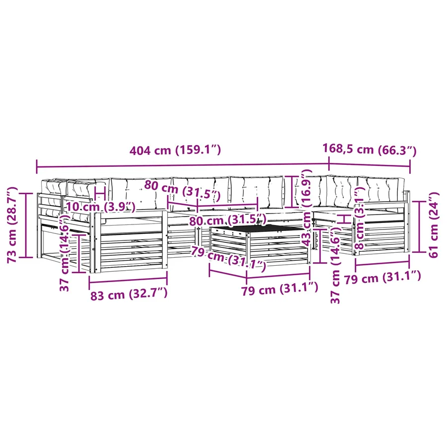Ensemble de canapés d'extérieur 8 pc Blanc et Beige - 7