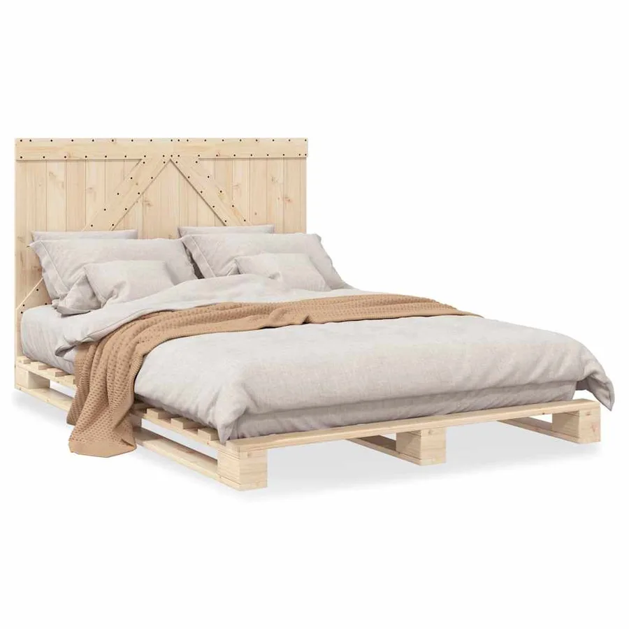 Cadre de lit sans matelas avec tête de lit bois massif - 2