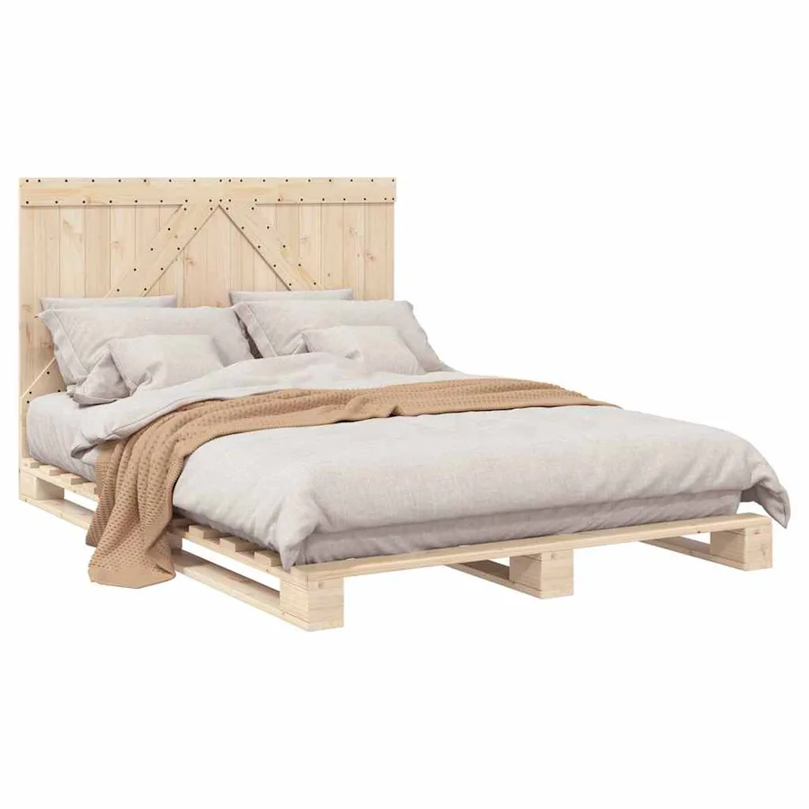 Cadre de lit sans matelas avec tête de lit bois massif - 4