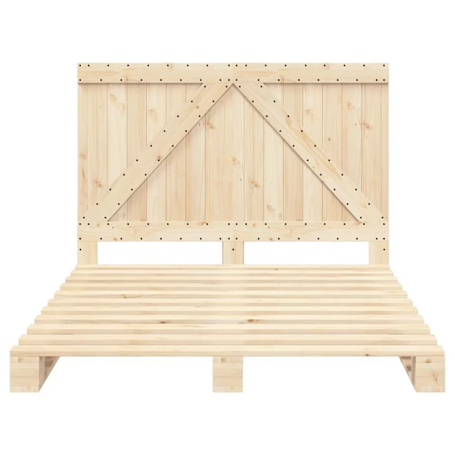 Cadre de lit sans matelas avec tête de lit bois massif - 5