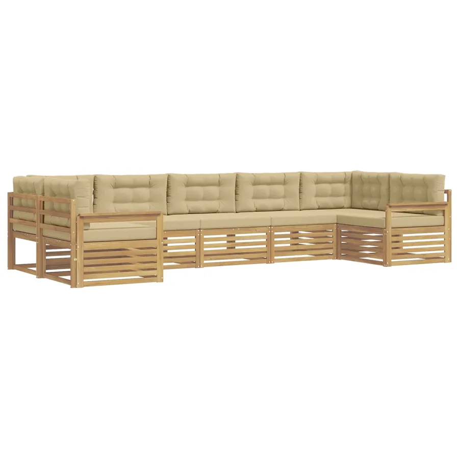 Ensemble de canapés d'extérieur 7 pc Blanc et Beige - 2