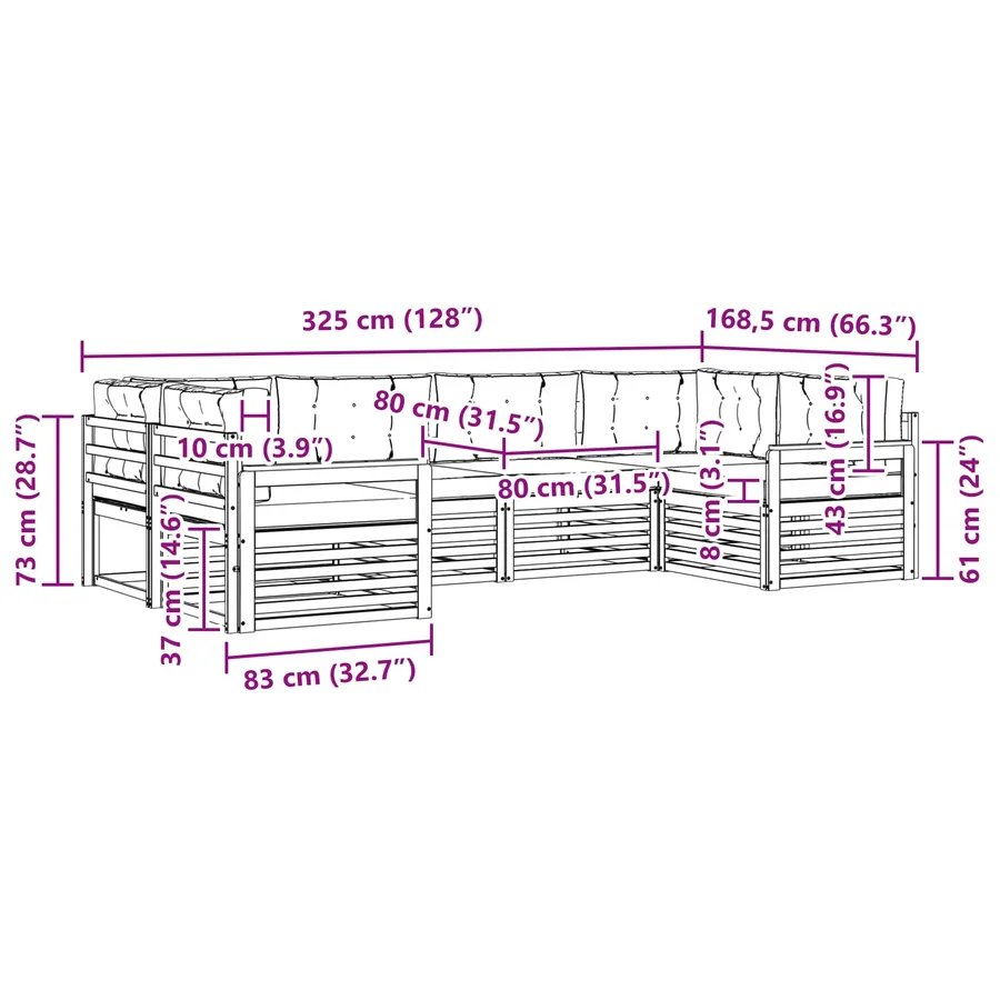Ensemble de canapés d'extérieur 6 pc Blanc et Beige - 7