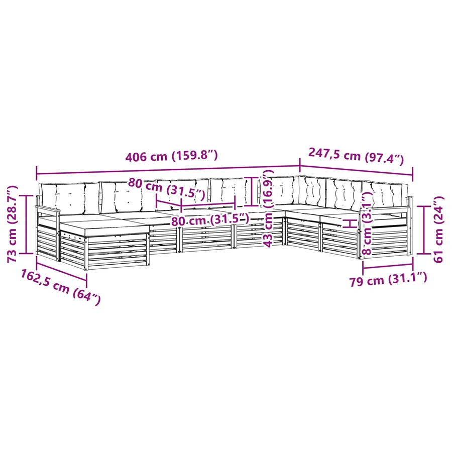 Ensemble de canapés d'extérieur 8 pc Blanc et Beige - 7