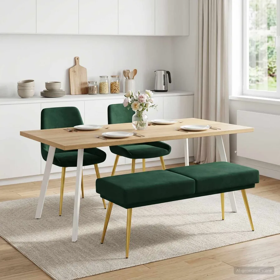 Banc à double couche Vert foncé 120 x 45 x 46 cm Velours