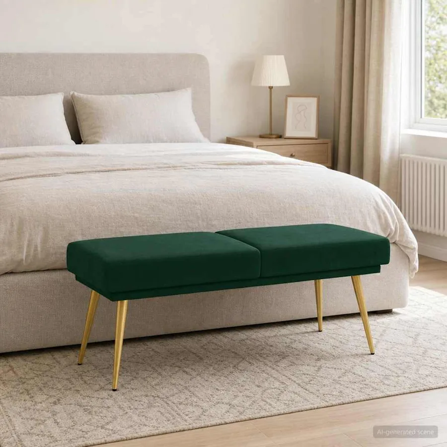 Banc à double couche Vert foncé 120 x 45 x 46 cm Velours - 3