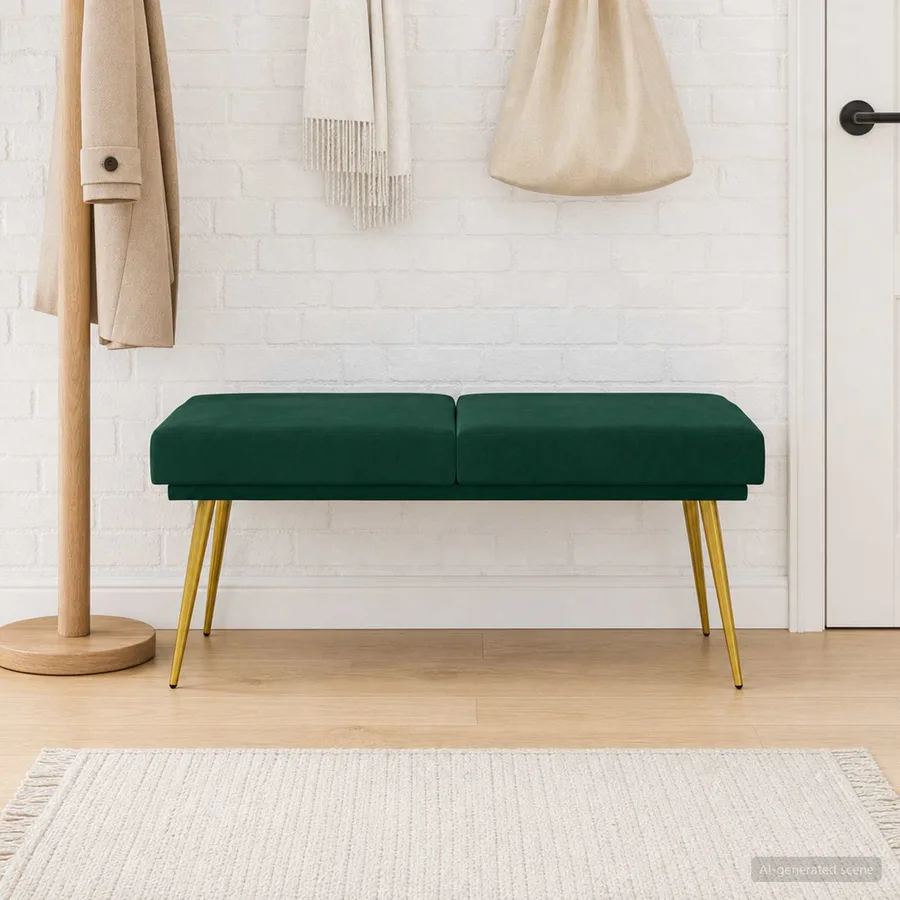 Banc à double couche Vert foncé 120 x 45 x 46 cm Velours - 4