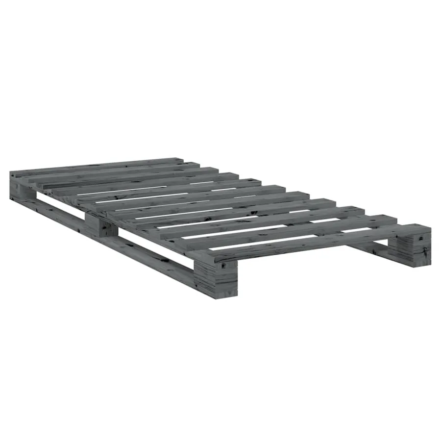 Cadre de lit sans matelas gris 90x200 cm bois de pin massif - 7