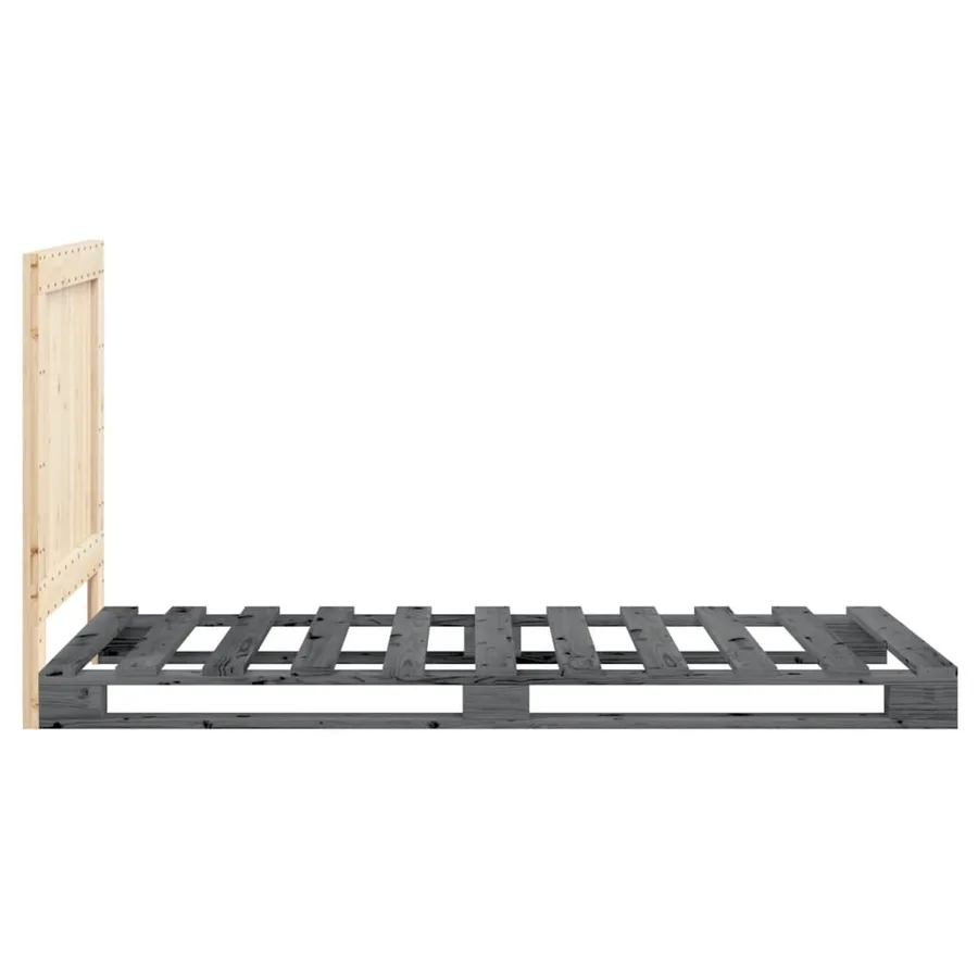 Cadre de lit sans matelas gris 90x200 cm bois de pin massif - 8