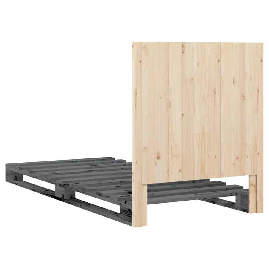Cadre de lit sans matelas gris 90x200 cm bois de pin massif - 9