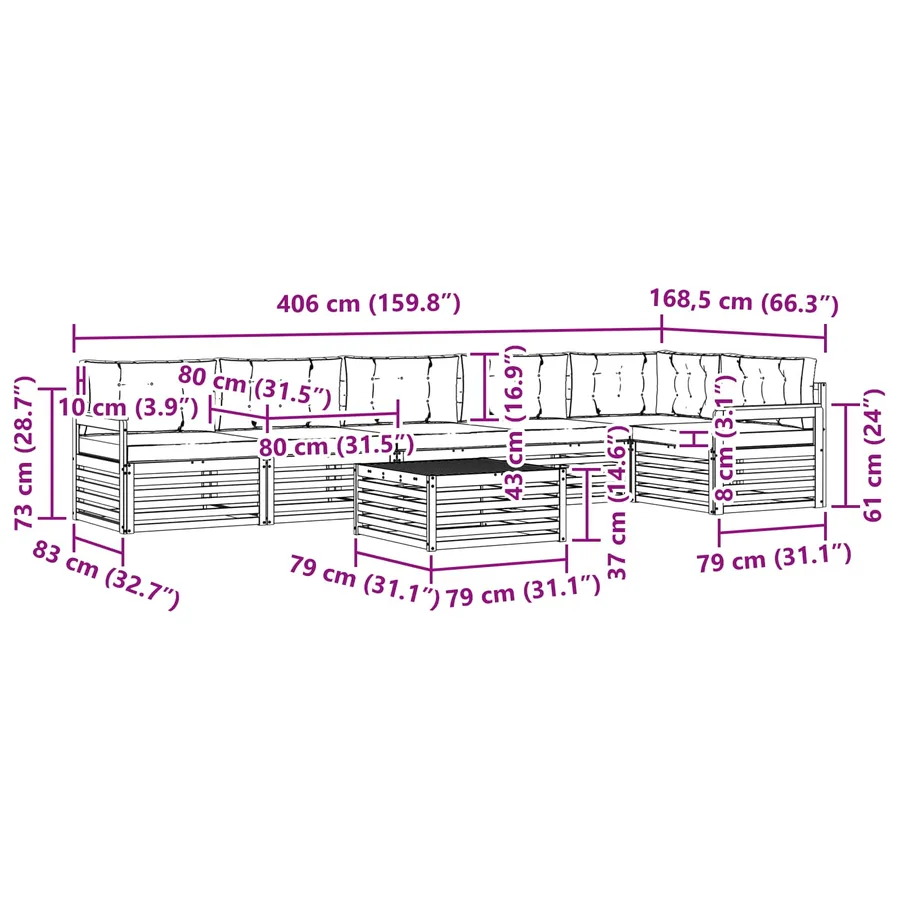 Ensemble de canapés d'extérieur 7 pc Blanc et Beige - 8