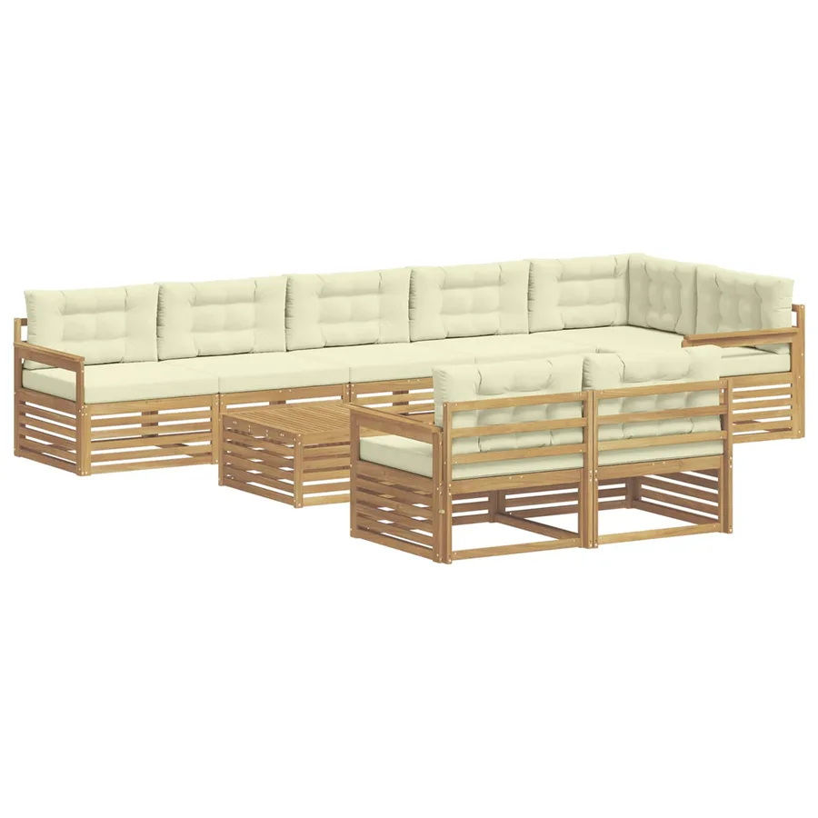 Ensemble de canapés d'extérieur 9 pc Blanc et crème Polyester - 2