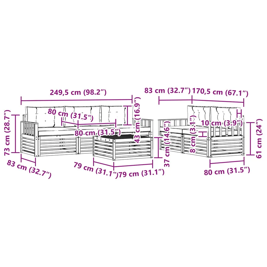 Ensemble de canapés d'extérieur 6 pc Blanc et crème - 7