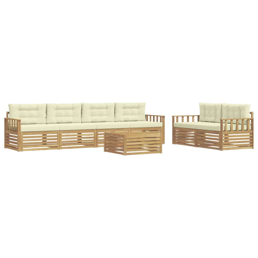 Ensemble de canapés d'extérieur 7 pc Blanc et crème Polyester - 2