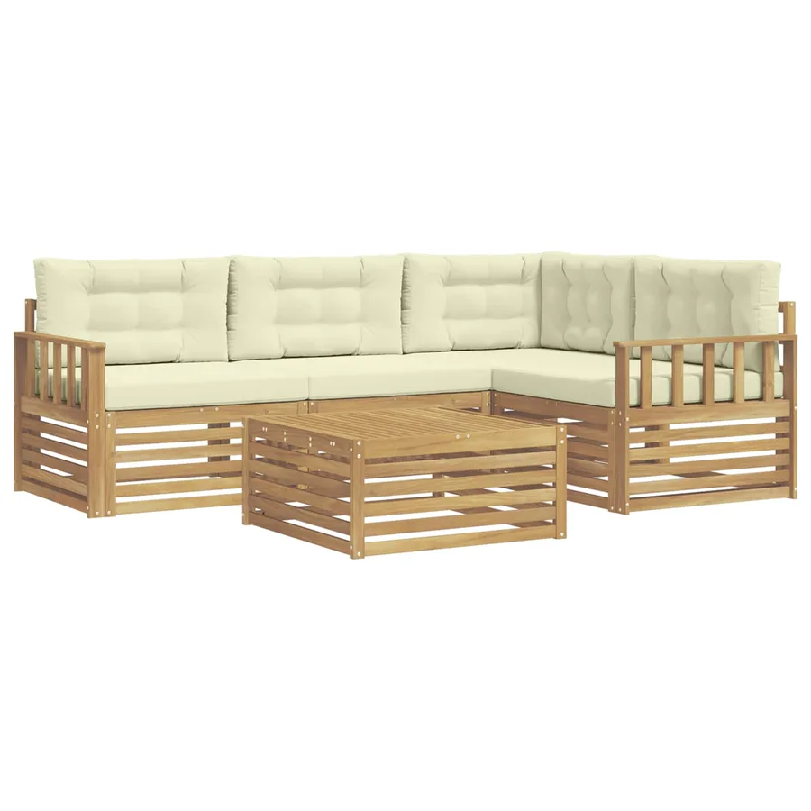 Ensemble de canapés d'extérieur 6 pc Blanc et crème Polyester - 2