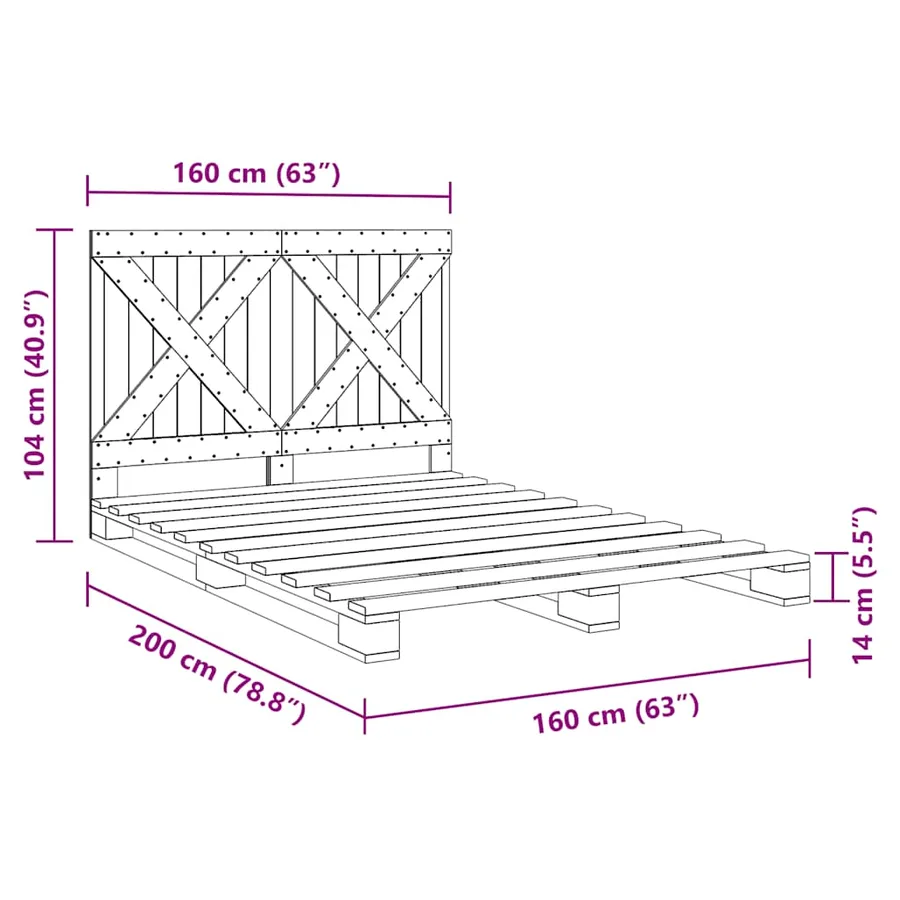 Cadre de lit sans matelas avec tête de lit 160x200 cm - 11