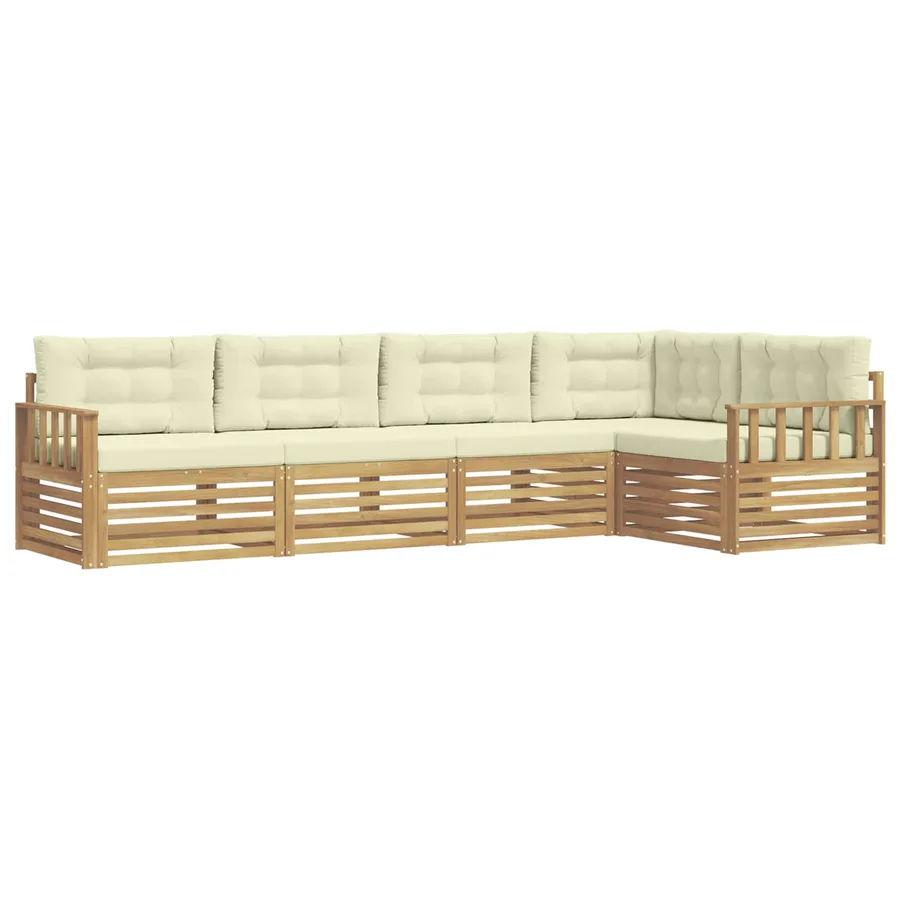 Ensemble de canapés d'extérieur 6 pc Blanc et crème Polyester - 2