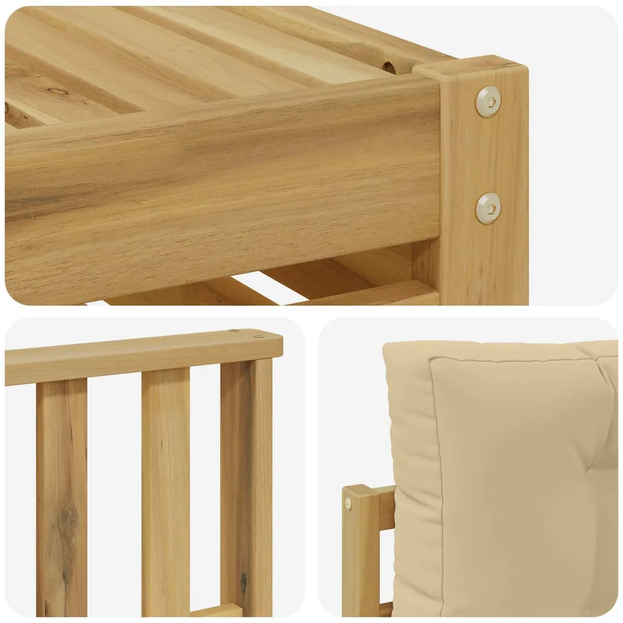 Ensemble de canapés d'extérieur 6 pc Blanc et Beige Polyester - 6