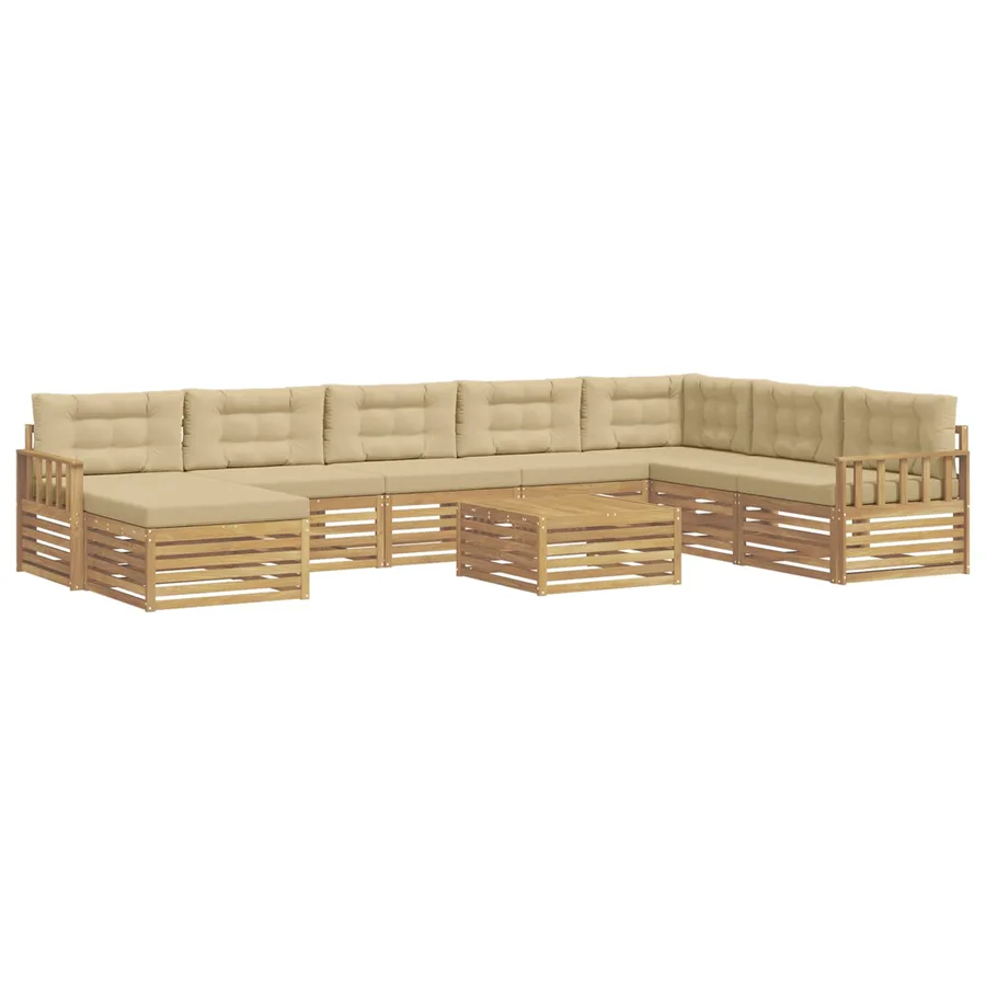 Ensemble de canapés d'extérieur 9 pc Blanc et Beige - 2