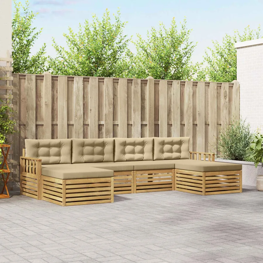 Ensemble de canapés d'extérieur 6 pc Blanc et Beige