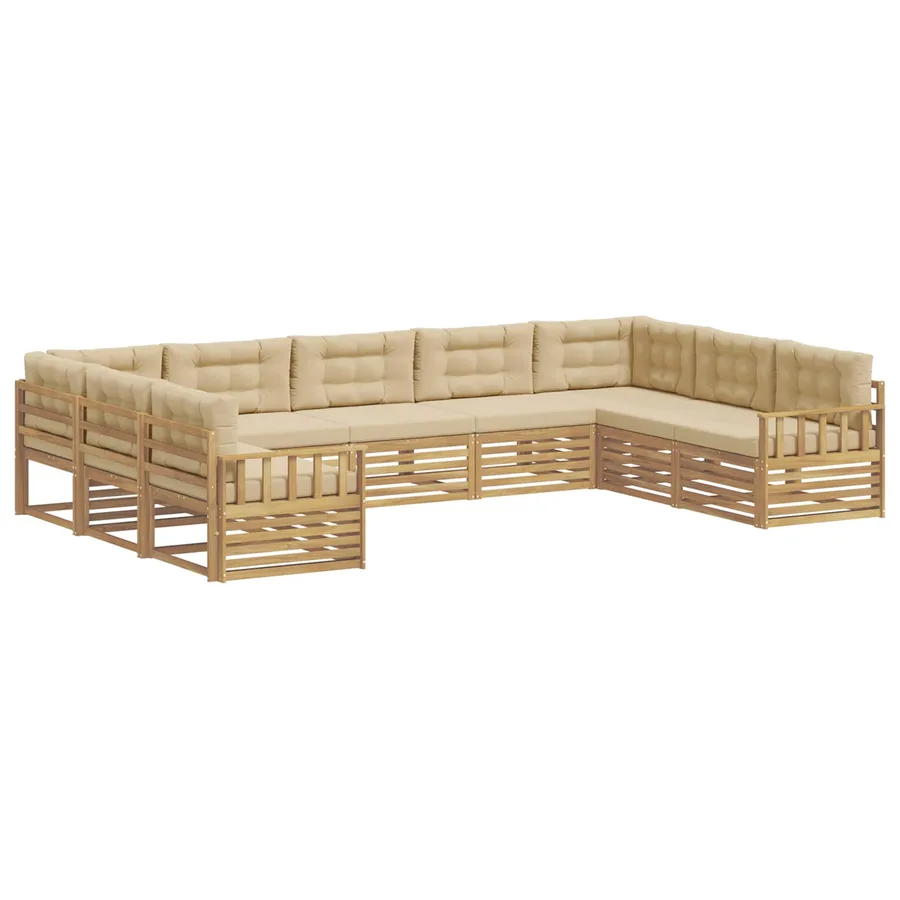 Ensemble de canapés d'extérieur 9 pc Blanc et Beige - 2