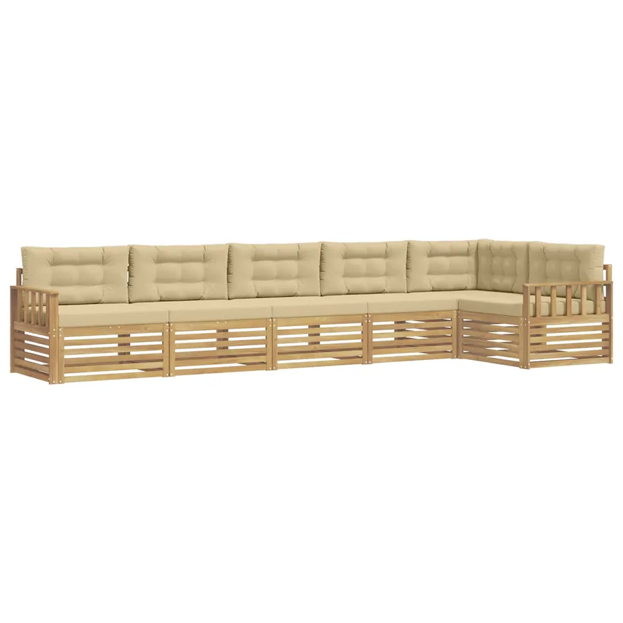 Ensemble de canapés d'extérieur 6 pc Blanc et Beige Polyester - 2