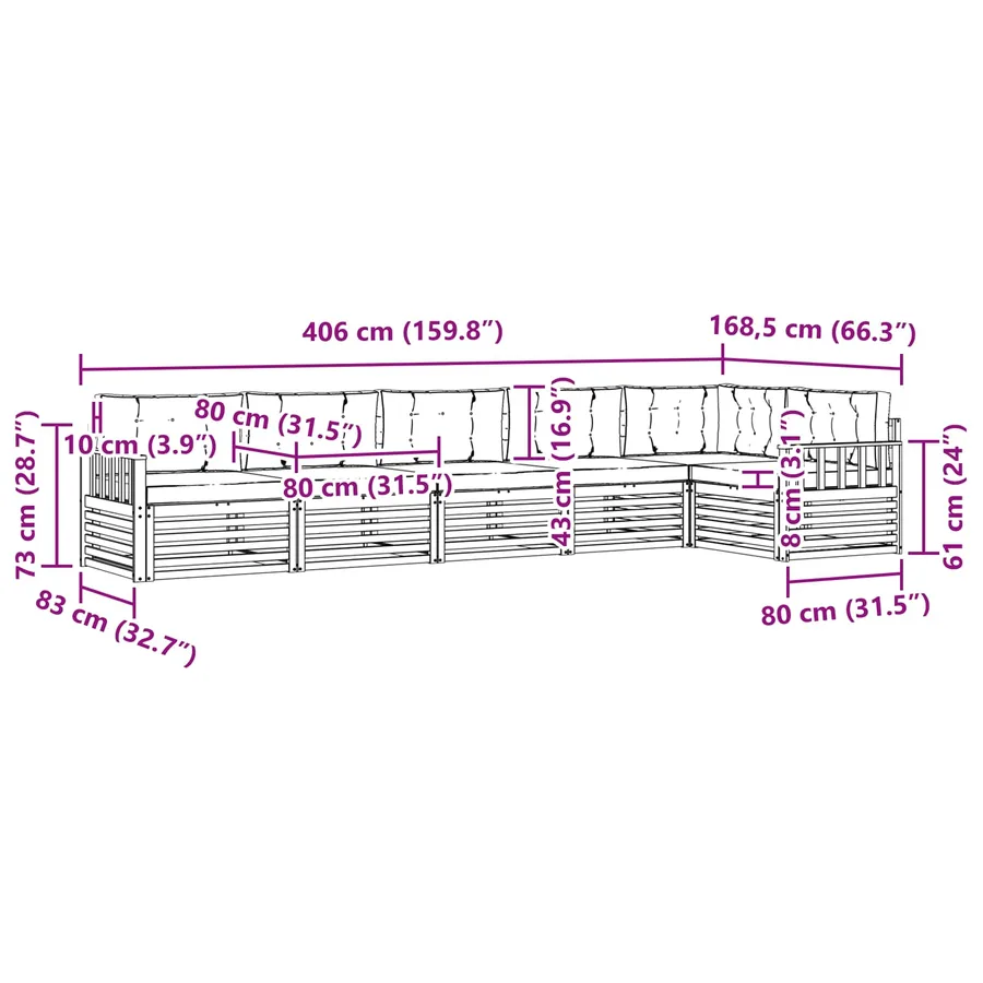 Ensemble de canapés d'extérieur 6 pc Blanc et Beige Polyester - 8