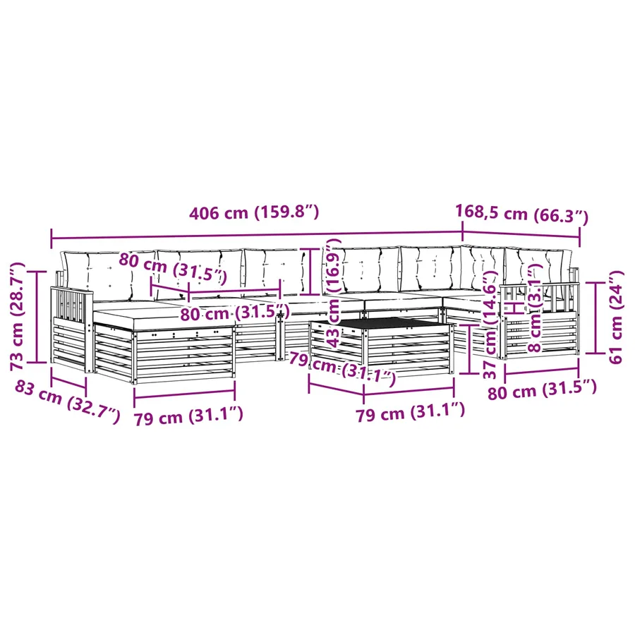 Ensemble de canapés d'extérieur 8 pc - 9
