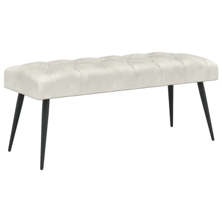 Banc avec capitonnage bouton Crème 110 x 40 x 46 cm Velours - 2