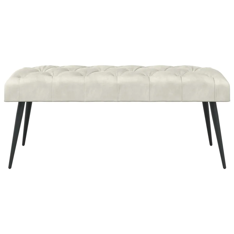 Banc avec capitonnage bouton Crème 110 x 40 x 46 cm Velours - 5
