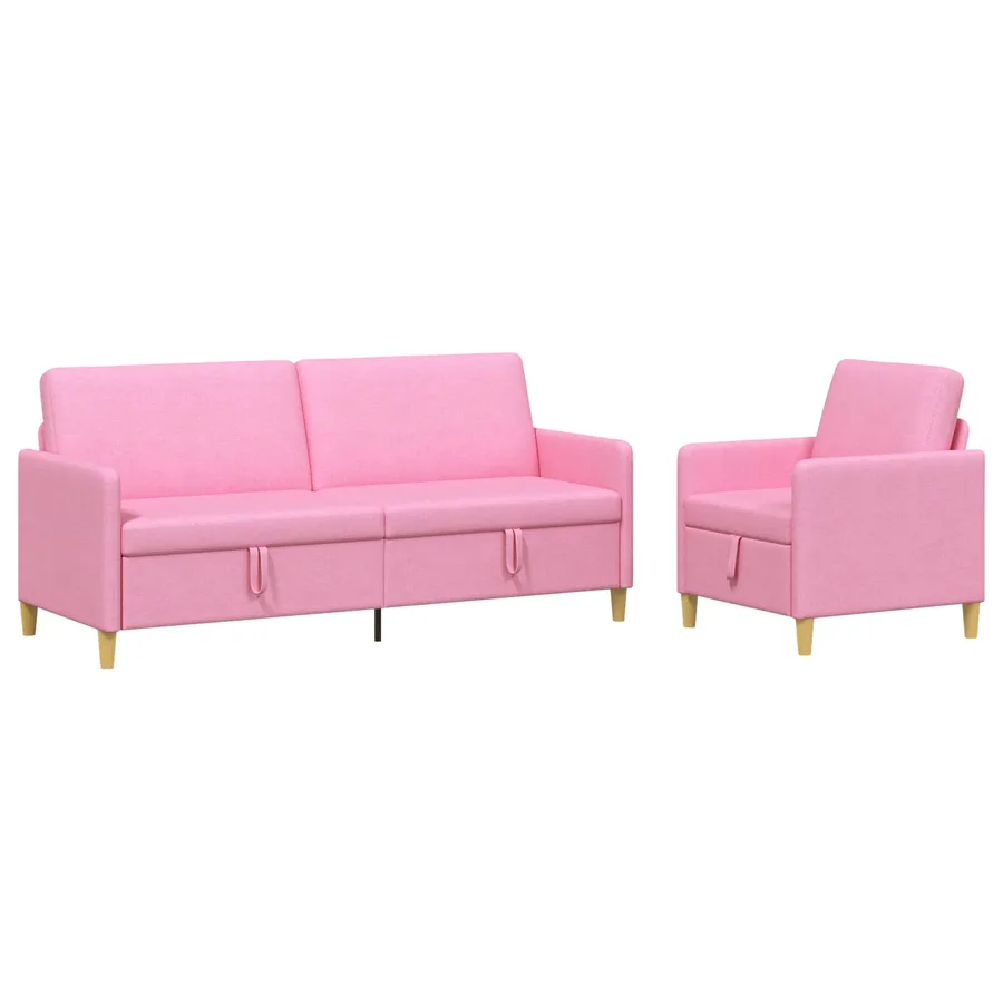 Canapé avec rangement 2 pcs Rose Polyester - 2